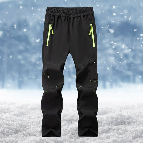 Hinvhai Kids Boys Girls Waterproof Hiking Ski Snow Pants ,Casual Classic Solid Color Elastic Waist Winter Warm Insulated Pants for Toddler