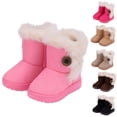 thumbnail image 1 of Hinvhai Kids Girls Boys Winter Warm Boots Suede Lightweight Fleece Mid Calf Snow Boots for Toddler/Little Kid Yellow 2(35), 1 of 5