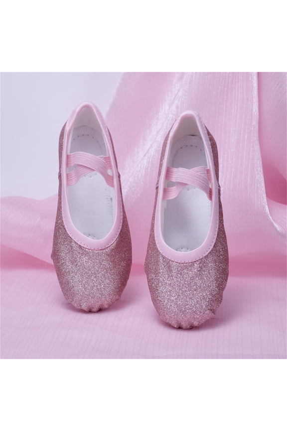 Kids Lace-up Jazz Dance Shoes Canvas Soft Leather Split Sole Ballet Boots for Girls Boys Rose Gold 11.5(29)