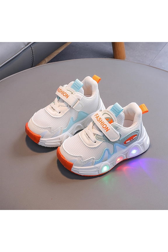 LED Breathable Luminous Sneakers Clearance for Little Kids Toddler Baby Girls Boys Light Up Baby Shoes Blue 2 Years