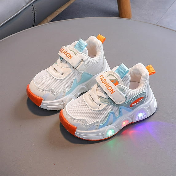 Hinvhai LED Breathable Luminous Sneakers Clearance for Little Kids Toddler Baby Girls Boys Light Up Baby Shoes Blue 8 Years