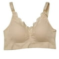 thumbnail image 1 of Hinvhai Ladies Traceless Comfortable Breathable No Steel Ring Front Buckle Breastfeeding Bra Woman Underwear On Clearance Beige 10(XL), 1 of 9