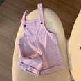 thumbnail image 1 of Hinvhai Little Girls Boys Girls Cute Rompers ,Toddler Kids Summer Fashion Solid Color Bib Overall Shorts with Pockets Purple 9 Years, 1 of 6