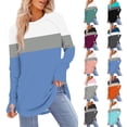 thumbnail image 1 of Hinvhai Long Sleeve Shirts for Women Plus Size Spring Fall Round Neck Thumb Hole Tunics Tops Oversized Blouse Dressy Casual White XL(XL), 1 of 5