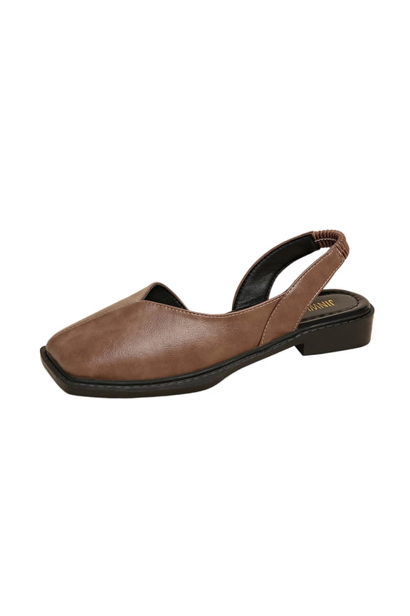Low Heels for Women Block Heel Closed Square Toe Shoes Classic Leather Slingback Daily office Dressy Shoes Coffee 9.5(43)