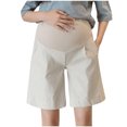thumbnail image 1 of Hinvhai Maternity Athletic Shorts, Adjustable Waistband Pregnancy Lounge Shorts Active, Loose Maternity Shorts Beige M(M), 1 of 6
