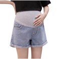 thumbnail image 1 of Hinvhai Maternity Jean Shorts for Women Low Waist Ripped Stretchy Comfy Soft Summer Denim Short Pants Blue M(M), 1 of 6