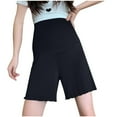 thumbnail image 1 of Hinvhai Maternity Shorts Long Maternity Lounge Pants Over the Belly Pregnancy Shorts Black L(L), 1 of 6