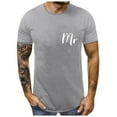 thumbnail image 1 of Hinvhai Men Couples Lover Valentine's Day Short Sleeve Letter Print T Shirts Tops Gray L(L), 1 of 6