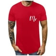 thumbnail image 1 of Hinvhai Men Couples Lover Valentine's Day Short Sleeve Letter Print T Shirts Tops Red XXXL(XXXL), 1 of 6