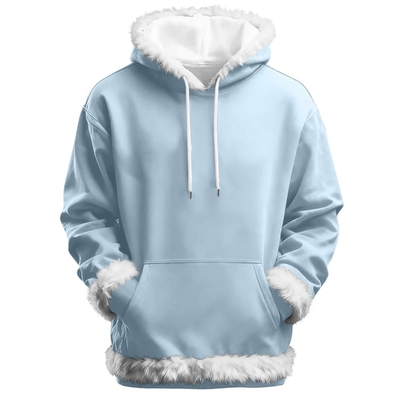 Hinvhai Men Hooded Pullover Long Sleeve Hoodies Loose Sweatshirts Outdoor Pullover Spring Drawstring Clothes Light Blue XXL(XXL)