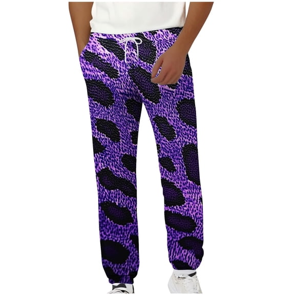 Hinvhai Men Print Fashion Casual with Pockets Elastic Waist Long Pants Sweatpants Trousers Multicolor 8-10(M)