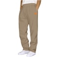 thumbnail image 1 of Hinvhai Men's Baggy Sweatpants Drawstring Elastic Waist Wide Leg Lightweight Lounge Sweat Pants with Pockets and Leather Label Khaki, 1 of 3