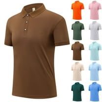 Hinvhai Men’s Button Shirt Short Sleeve Golf Sports Casual Tee Sky Blue XL(XL)