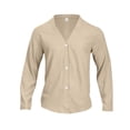 thumbnail image 1 of Hinvhai Men's Cardigan linen with Button Lightweight Casual V Neck Long Sleeve Pockets Knitted Sweater Khaki XL(XL), 1 of 3
