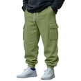 thumbnail image 1 of Hinvhai Men's Cargo Pants Causal Workout Joggers Stretch Sweatpants Hiking Drawstring Winter Joggers with Multi Pockets Green XXL(XXL), 1 of 8