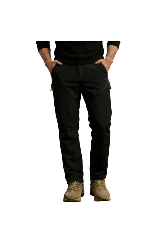 Men's Cargo Pants Cotton Ripstop Stretch Hiking Work Pants Comfort Casual Slim Fit Lightweight Outdoor Pants with Multi Pockets Black