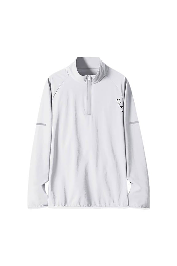 Men's Casual Quarter Zip Pullover Golf Windbreakers Athletic Lightweight Jacket Hiking Running Sweatshirt with Pocket White XXXL(XXXL)