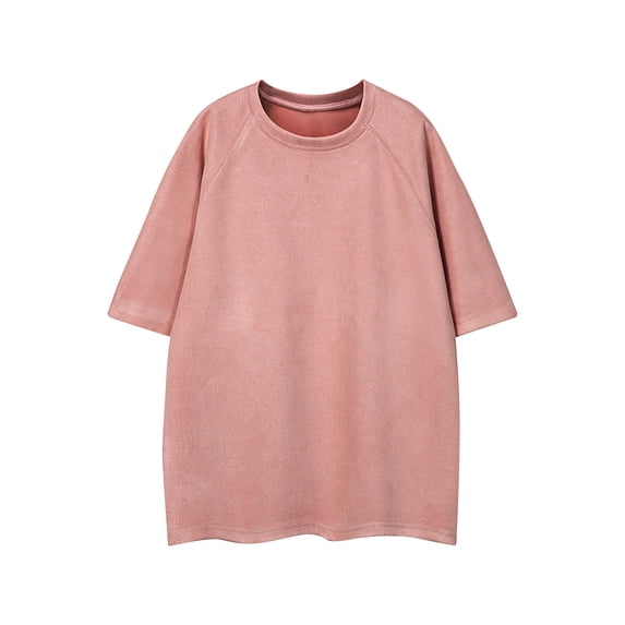 Hinvhai Men's Casual T-Shirts Knit Short Sleeve Crewneck Shirts Casual Stylish Knitted Pullover Tees Top Pink 14(XXXL)