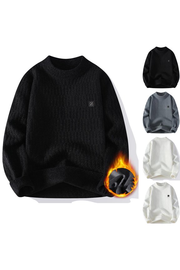 Men's Checkered Knitted Classic Knitted Slimming Sweater White 8(XL)