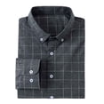 thumbnail image 1 of Hinvhai Men's Classic Color Contrast Striped Shirt Long Sleeve Casual Button Down Shirts Blouse Dark Gray XL(XL), 1 of 4