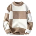 thumbnail image 1 of Hinvhai Men's Color Block Sweater Tops Crewneck Long Sleeve Vintage Pullovers Soft Knitwear Khaki 6(M), 1 of 3