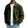 thumbnail image 1 of Hinvhai Men's Corduroy Bomber Jacket Zip Up Coat Trucker Vintage Jacket with Pocket&Lining Army Green S(S), 1 of 2