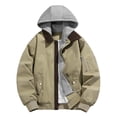 thumbnail image 1 of Hinvhai Men's Cotton Lightweight Jacket Military Canvas Field Coat Work Outwear Casual Spring Cargo Jacket with Hooded Khaki L(L), 1 of 3