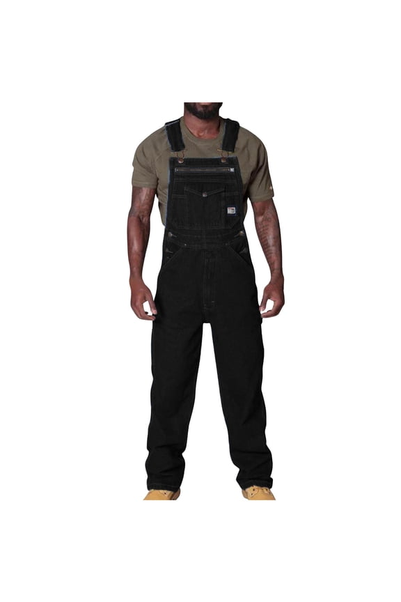 Men's Denim Bib Overall, Mens Relaxed Fit Overall Midweight Workwear with Adjustable Straps and Convenient Tool Pockets Black 8(XL)
