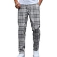 thumbnail image 1 of Hinvhai Men's Fashion Stretch Dress Pants Slim Fit Plaid Pants Business Suit Pants Casual Golf Pants Dark Gray, 1 of 9