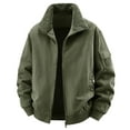 thumbnail image 1 of Hinvhai Men's Fleece Jacket Thick Sherpa Lined Jacket Warm Winter Turn-Down Collar Full Zip Jacket Army Green L(L), 1 of 7
