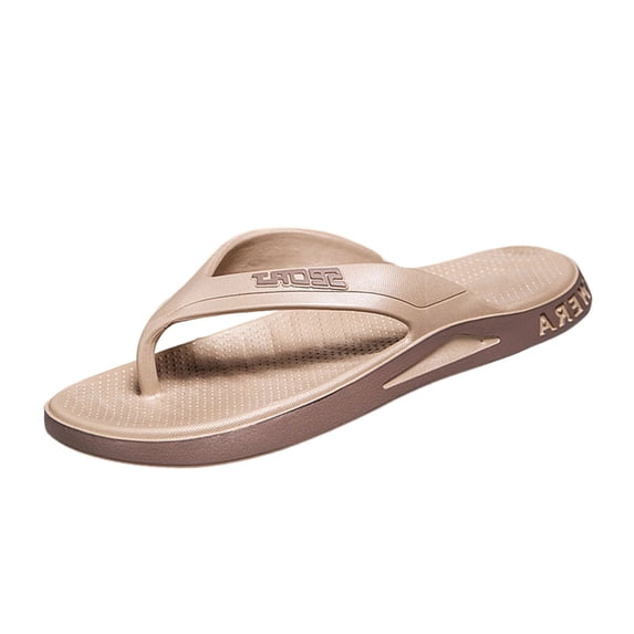 Hinvhai Men's Flip Flop with Orthotic Arch Support Athletic Slide Thong Sandals for Men Soft Cushion Footbed Khaki 9.5(45)