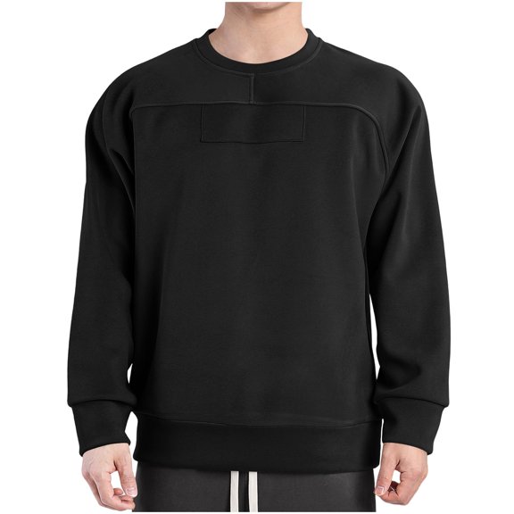 Hinvhai Men's Heavyweight Cotton Waffle thermal Underwear Crew Top Black L(L)