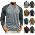 thumbnail image 1 of Hinvhai Men's Henley Knit Sweater Long Sleeve Soft Pullover Shirt with Chest Pocket Light Blue 8(XL), 1 of 7