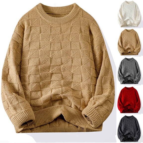 Hinvhai Men's Knit Sweater Crewneck Loose Fit Casual Twist Patterned Textured Long Sleeve Cable Knitted Pullover White 10(XL)