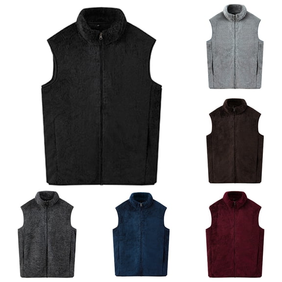 Hinvhai Men's Lightweight Fleece Vest Sleeveless Zip Up Warm Jacket Casual Outerwear Vests with Pockets Wine 10(XL)