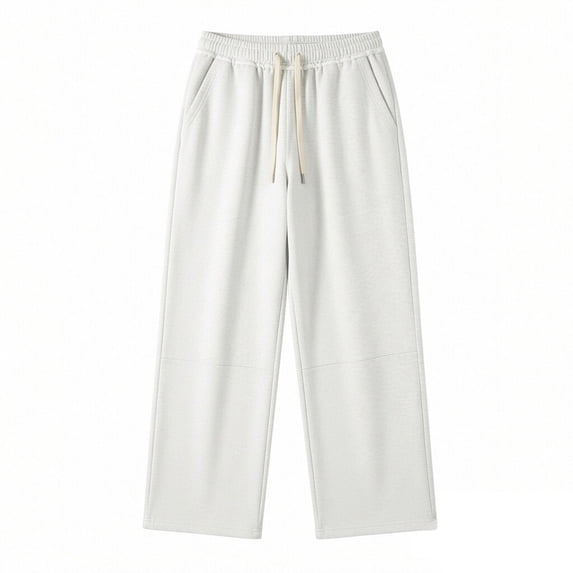 Hinvhai Men's Lightweight Lounge Pants Straight Leg Open Bottom Thin Baggy Drawstring Sweatpant with Pockets White
