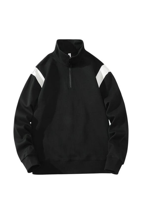 Men's Lightweight Quarter Zip Pullover Casual Windbreaker for Running Golf Jackets Black 6(M)