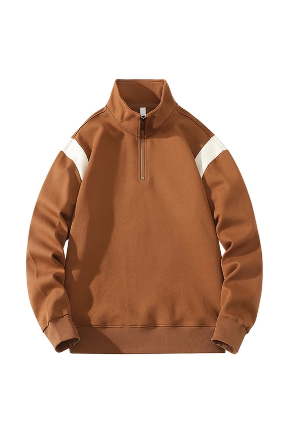 Men's Lightweight Quarter Zip Pullover Casual Windbreaker for Running Golf Jackets Coffee 6(M)