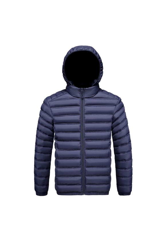 Men's Lightweight Water-Resistant Hooded Puffer Jacket Insulated Winter Coat with Detachable Hood for Snow Ski Blue M(M)
