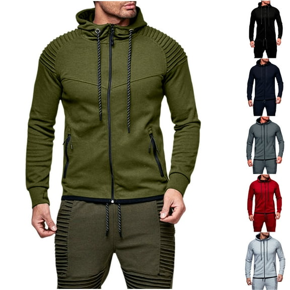 Hinvhai Men's Long Sleeved Hooded Drawstring Pocket Zipper with Thick Splicing Camouflage Jacket Coat White XL(XL)