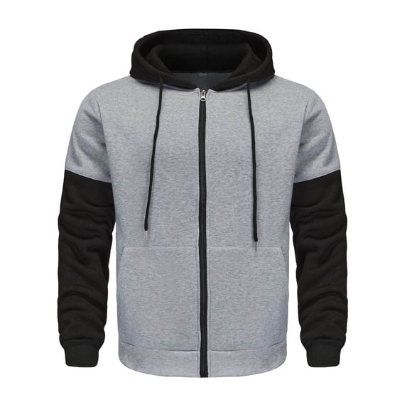 Hinvhai Men's Loose Fit Heavyweight Full Zip Fleece-Lined Hoodie Sweatshir Gray 8(L)
