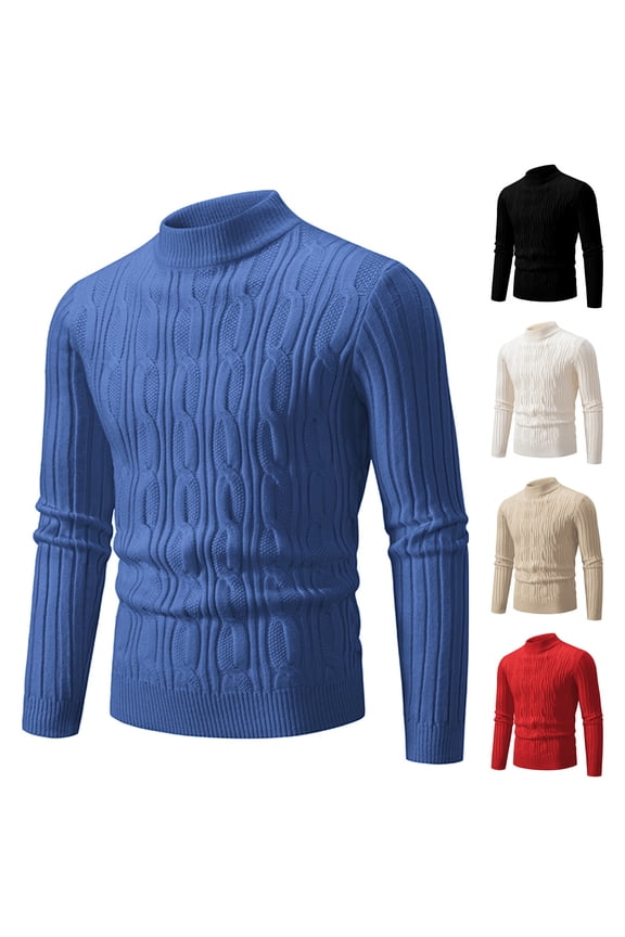 Men's Mock Turtleneck Sweater Long Sleeve Half Neck Pullover thermal Casual Ribbed High Neck Pullover Sweater Red 8(XL)