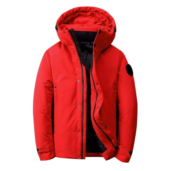 Hinvhai Men's Mountain Winter Coat Warm Fleece Ski Snow Jacket Waterproof Raincoat with Hood Red 4(M)