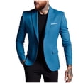 thumbnail image 1 of Hinvhai Men's One Button Suit Jacket Elegant Solid Color Blazers Slim Fit Lightweight Sport Coats Blazer Dark Blue M(M), 1 of 3