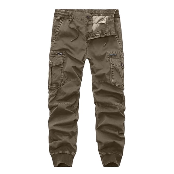 Hinvhai Men's Outdoor Casual Quick Drying Lightweight Hiking Cargo Pants with Pockets Coffee L