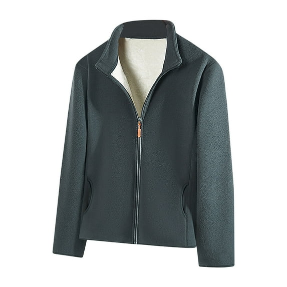 Hinvhai Men's Polar Fleece Jacket Lightweight Full Zip Jackets Outdoor Hiking Casual Soft Warm Coat with Pockets Dark Gray XXXXL