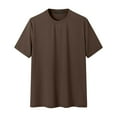 thumbnail image 1 of Hinvhai Men's Ribbed Knitted T-Shirts Short Sleeve Crewneck Slim Textured Pullover Tees Casual Summer Breathable Dresst Tops Brown 8(L), 1 of 5