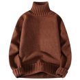 thumbnail image 1 of Hinvhai Men's Ribbed Turtleneck Sweater Casual Basic Long Sleeve Knitted Pullover Sweater Brown 10(XL), 1 of 3