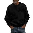 thumbnail image 1 of Hinvhai Men's Ripped Graphic Sweaters Distressed Round Neck Long Sleeve Knit Sweater Fall Pullover Top Black M(M), 1 of 8